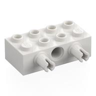 Technic Brick 2 × 4 with 4 Pin Holes, 2 Pins White