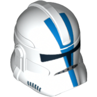 Helmet Clone Trooper Phase 2, Closed Front, 501st Legion Blue Markings Print Weiß