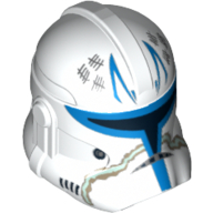 Helmet Clone Trooper Phase 2, Closed Front, Blue and Tan Markings and Killed Enemies Count Print (Captain Rex) Weiß