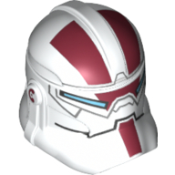 Helmet Clone Trooper Phase 2, Closed Front, Light Blue Visor and Dark Red Markings Print (Jek-14) White