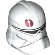 Helmet Clone Trooper Phase 2, Closed Front, Dark Red Emblem Print White