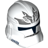 Helmet Clone Trooper Phase 2, Closed Front, Wolf Insignia on Forehead and Dark Bluish Gray Markings Print White