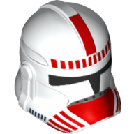 Helmet Clone Trooper Phase 2, Closed Front, Red Shock Trooper Markings Print White