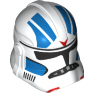 Helmet Clone Trooper Phase 2, Closed Front, 501st Legion Commander Blue Marking Print Weiß
