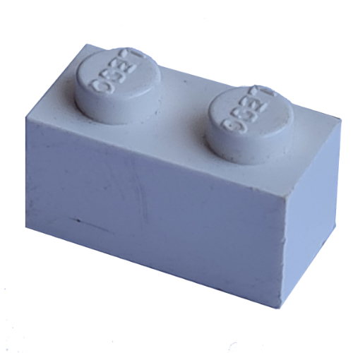 Modulex Brick 1 × 2 with LEGO on Stud Modulex White