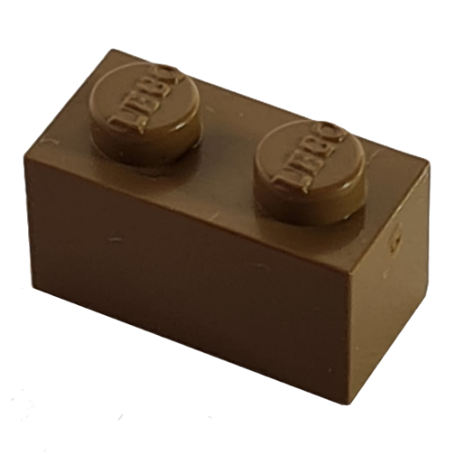 Modulex Brick 1 × 2 with LEGO on Stud Modulex Brown