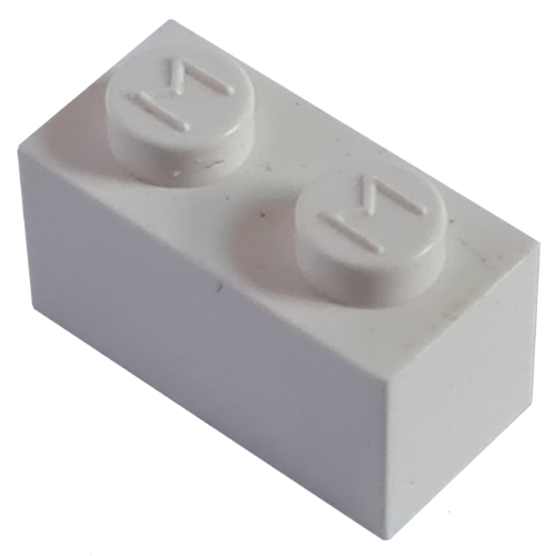 Modulex Brick 1 × 2 with M on Stud in Modulex White