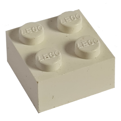 Modulex Brick 2 × 2 with LEGO on Studs Modulex White