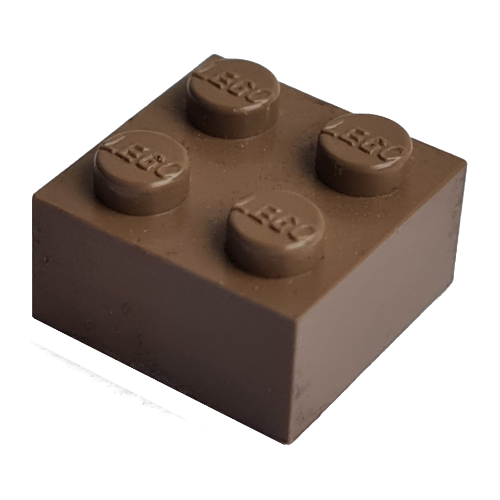 Modulex Brick 2 × 2 with LEGO on Studs Modulex Brown