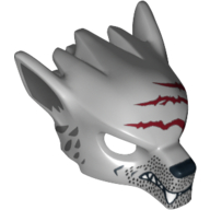 Mask Wolf with Fangs, Stubble and Three Dark Red Gashes Print Light Bluish Gray