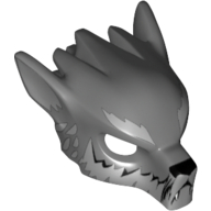 Mask Wolf with Fangs, Light Bluish Gray Fur and Ears Print Dunkelblaugrau