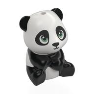 Animal, Bear Cub Sitting Panda with Closed Mouth, Sand Green Eyes print Weiß