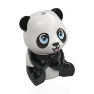 Animal, Bear Cub Sitting Panda with Open Mouth, Bright Light Blue Eyes print Weiß