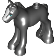 Animal, Horse / Foal, with Dark Turquoise Eyes, White Blaze Print Black