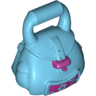 Bag / Rucksack (School) with Magenta Buckle and Flower and Circles Print Medium Azure