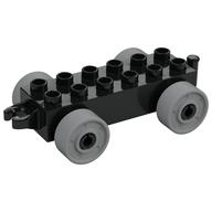 Duplo Car Base 2 × 6 with Fake Bolts, Open Hitch End and Light Bluish Gray Wheels Schwarz
