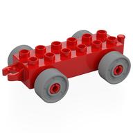 Duplo Car Base 2 × 6 with Fake Bolts, Open Hitch End and Light Bluish Gray Wheels Rot
