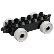Duplo Car Base 2 × 6 with Fake Bolts, Open Hitch End and White Wheels Schwarz