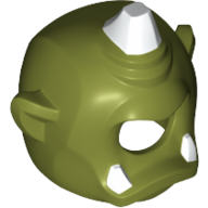 Mask Cyclops with White Horn and White Teeth Print Olive Green