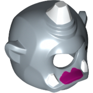 Mask Cyclops with White Horn, White Teeth, Magenta Lipstick and Black Beauty Mark Print Sand Blue