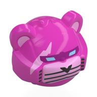 Minifig Head Special, Robot Bear (Team Leader) with Bright Pink Snout, Scar, Black Nose, Whiskers print Dark Pink