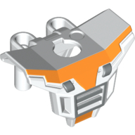 Minifig Neckwear Armour with Square Shoulder Protection (Space) with Silver Grille and Orange Markings Print Weiß