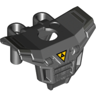 Minifig Neckwear Armour with Square Shoulder Protection (Space) with Blacktron I Logo and Silver Grill Print Black