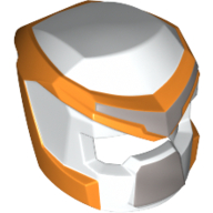 Helmet, Mech with Open Visor Small and Orange and Silver Markings Print Weiß