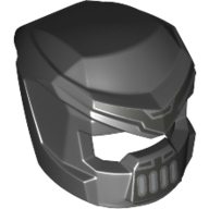 Helmet, Mech with Open Visor, Mouth Grill and Silver Markings Print Schwarz
