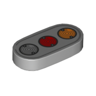 Tile Round 1 × 2 with Red, Orange, White Taillights print Hellblaugrau