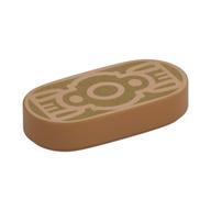 Tile Round 1 × 2 with Gold Belt Buckle print Mittelnougat