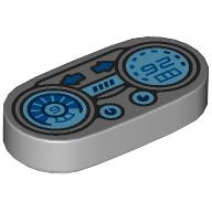 Tile Round 1 × 2 with Dashboard, Speedometer print Hellblaugrau