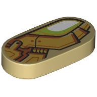 Tile Round 1 × 2 with White/Lime Eye, Gold Armour print Tan