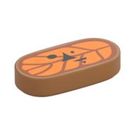 Tile Round 1 × 2 with Orange Leaf, Face print (Korok) Medium Nougat