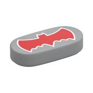 Tile Round 1 × 2 with Red Batman Logo print Light Bluish Gray
