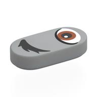 Tile Round 1 × 2 with Reddish Brown Eye, Black Eyebrow, Right print Hellblaugrau