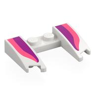 Brick Wedged, Curved 3 × 4 × 2/3 Cutout with Dark Purple/Coral Shapes print White
