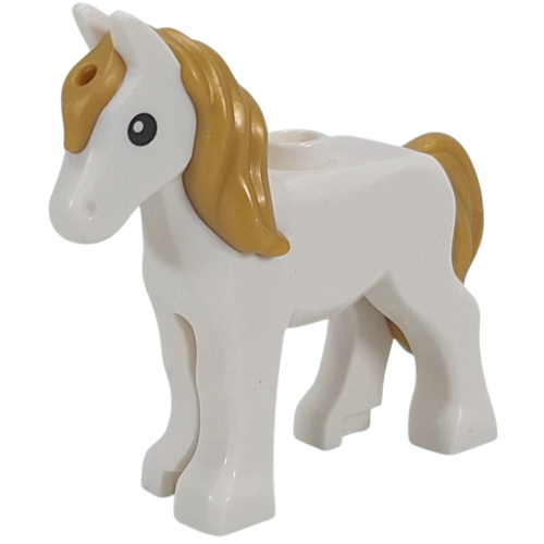 Animal, Foal, Long Mane Pearl Gold with Black Eyes print White