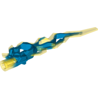 Large Figure Weapon Accessory, Flame / Lightning Bolt with Axle Hole with Marbled Trans-Yellow Pattern Transparent-Dunkelblau