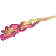 Large Figure Weapon Accessory, Flame / Lightning Bolt with Axle Hole with Marbled Trans-Yellow Pattern Trans-Dark Pink