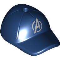 Hat / Cap Short Curved Bill with Seams and Hole on Top with Silver 'A', Avengers Logo print Dunkelblau