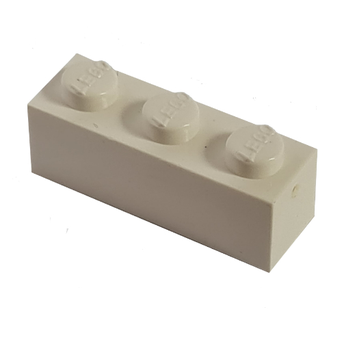 Modulex Stein 1 × 3 mit LEGO auf Noppe in Modulex White