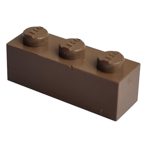 Modulex Brick 1 × 3 with LEGO on Stud Modulex Brown