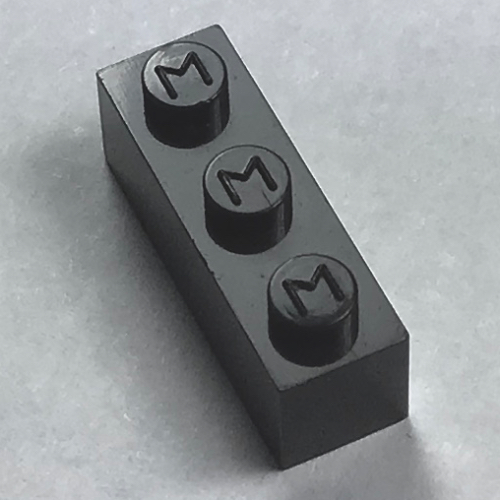 Modulex Brick 1 × 3 with M on Stud Modulex White