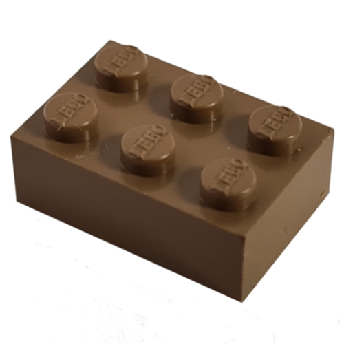 Modulex Brick 2 × 3 with LEGO on Studs Modulex Brown
