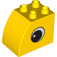 Duplo Brick 2 × 3 × 2 with Curved Top and Eye Print on Both Sides Gelb