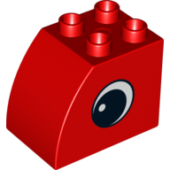 Duplo Brick 2 × 3 × 2 with Curved Top and Eye Print on Both Sides Red