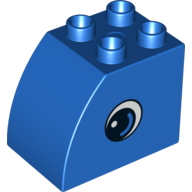 Duplo Brick 2 × 3 × 2 with Curved Top and Eye Print with Color Detail in Eye on Both Sides Blue