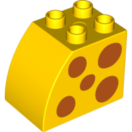 Duplo Brick 2 × 3 × 2 with Curved Top and Dark Orange Spots Print on Both Sides Yellow
