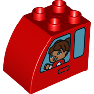 Duplo Brick 2 × 3 × 2 with Curved Top with 2 Windows and Girl/Boy Print Rot